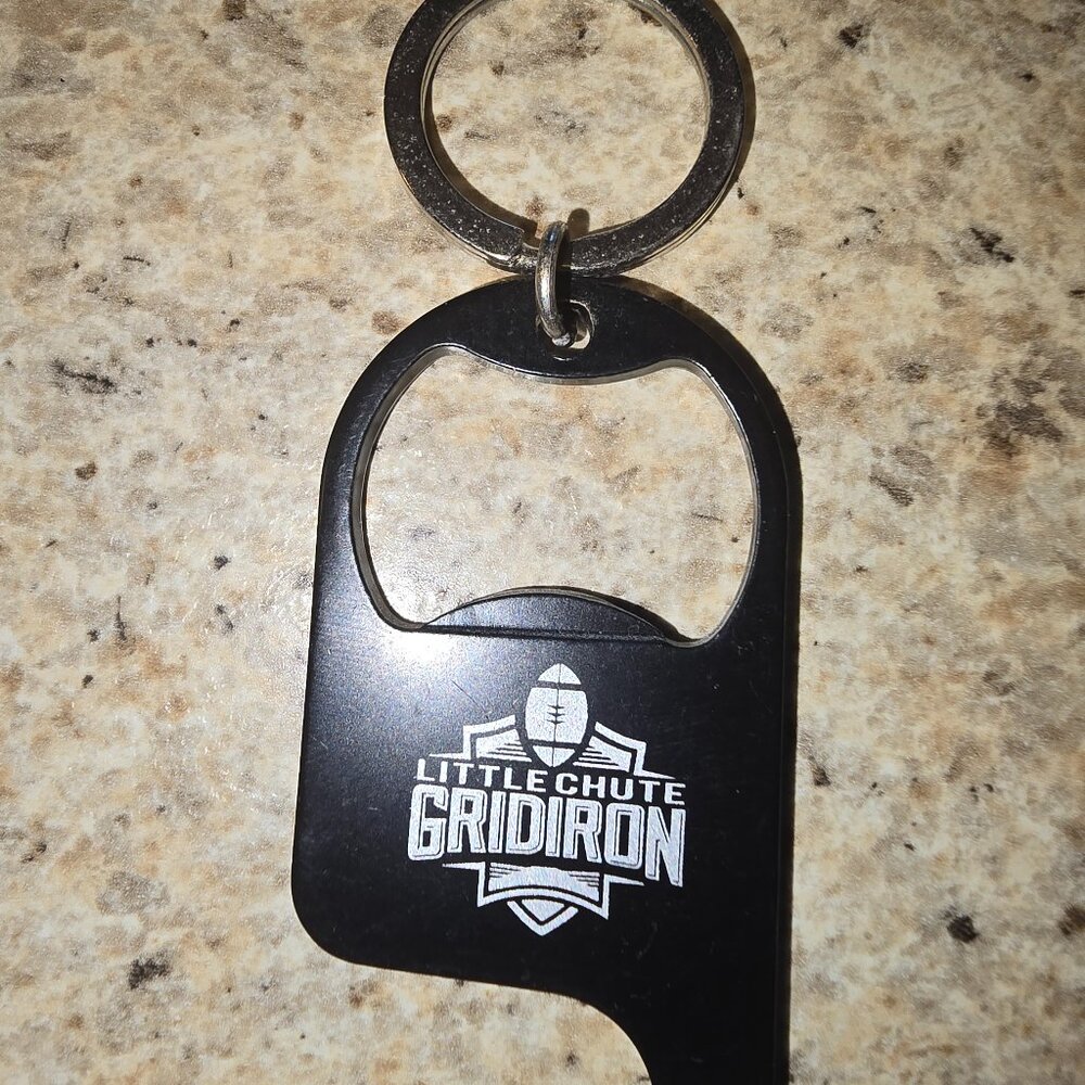 Little Chute Gridiron Metal Keychain Bottle Opener Touch Tool Black